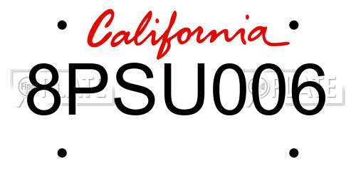 8PSU006 California License Plate