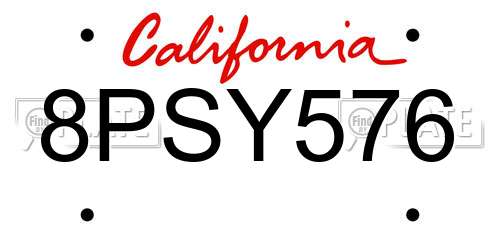 8PSY576 California License Plate