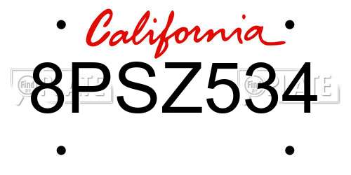 8PSZ534 California License Plate