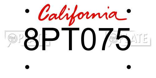8PT075 California License Plate