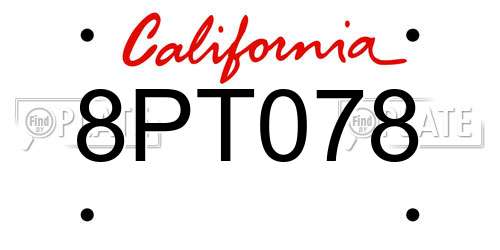 8PT078 California License Plate