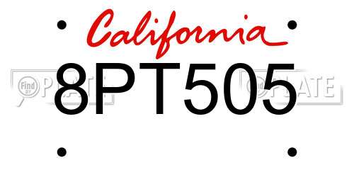 8PT505 California License Plate