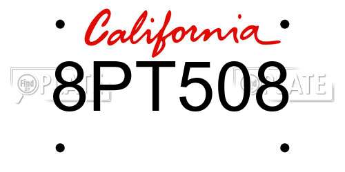 8PT508 California License Plate