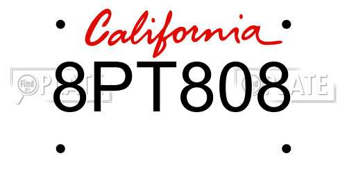 8PT808 California License Plate