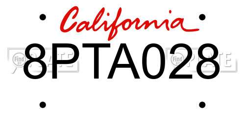 8PTA028 California License Plate