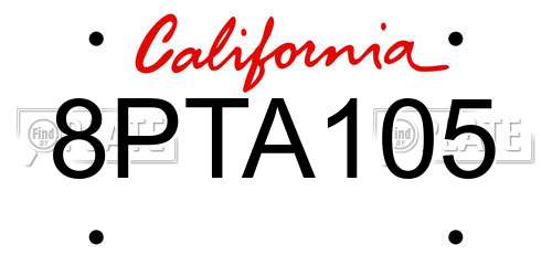8PTA105 California License Plate