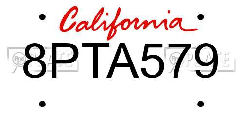 8PTA579 California License Plate