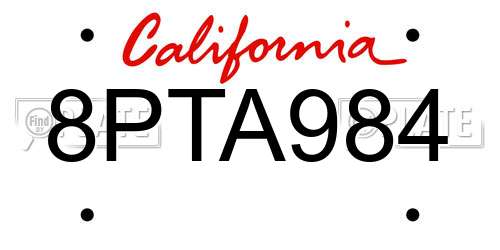 8PTA984 California License Plate