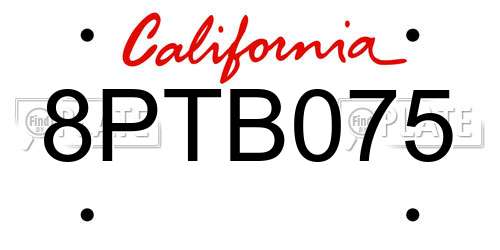 8PTB075 California License Plate