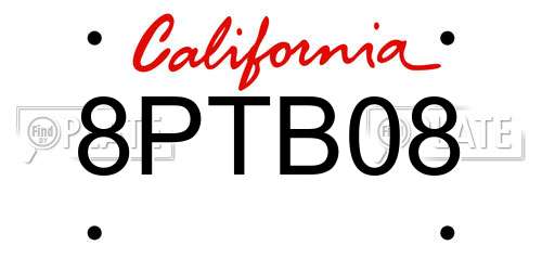 8PTB08 California License Plate