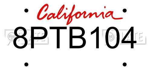 8PTB104 California License Plate