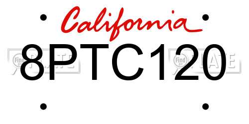 8PTC120 California License Plate