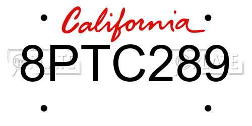 8PTC289 California License Plate