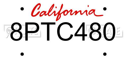 8PTC480 California License Plate