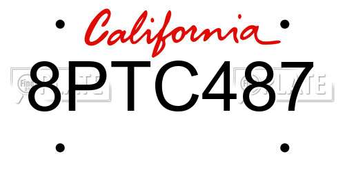 8PTC487 California License Plate