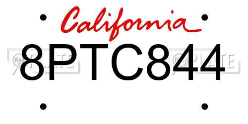 8PTC844 California License Plate