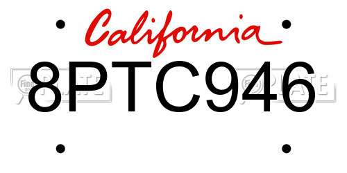 8PTC946 California License Plate