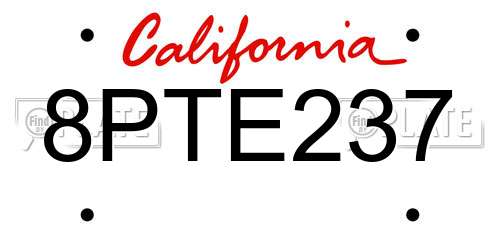 8PTE237 California License Plate