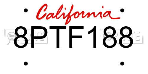 8PTF188 California License Plate