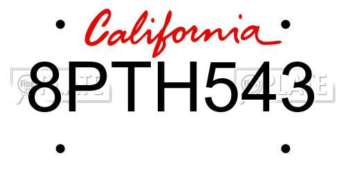 8PTH543 California License Plate
