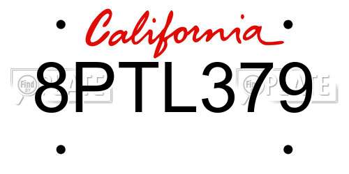 8PTL379 California License Plate