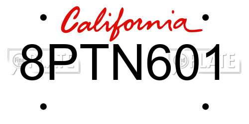 8PTN601 California License Plate