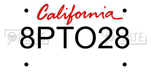 8PTO28 California License Plate