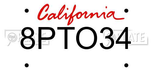 8PTO34 California License Plate
