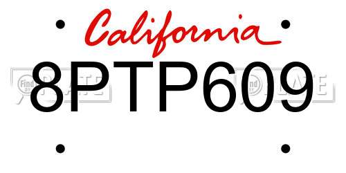 8PTP609 California License Plate