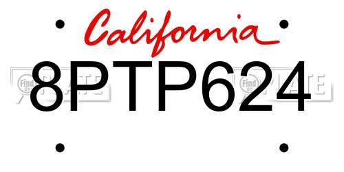 8PTP624 California License Plate