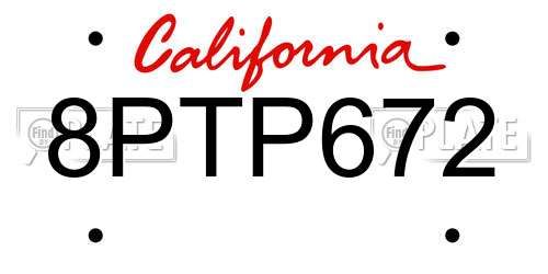 8PTP672 California License Plate