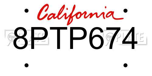 8PTP674 California License Plate