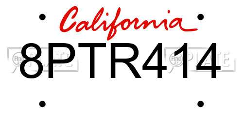 8PTR414 California License Plate