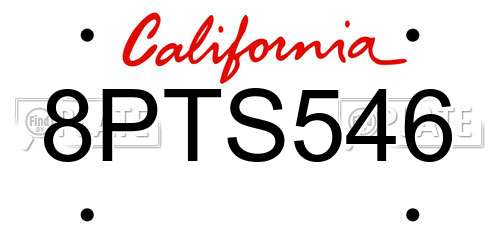 8PTS546 California License Plate