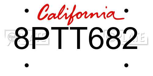 8PTT682 California License Plate