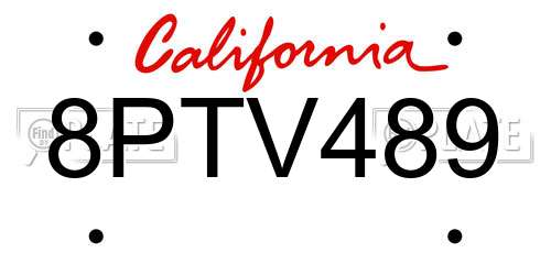 8PTV489 California License Plate