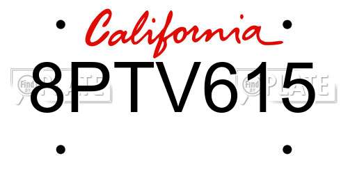 8PTV615 California License Plate
