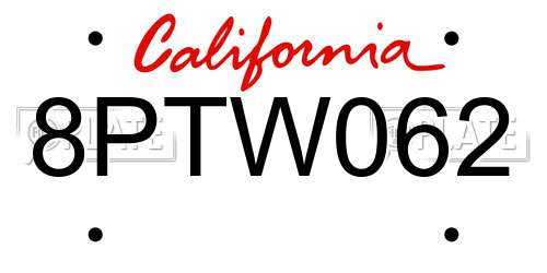 8PTW062 California License Plate