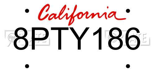 8PTY186 California License Plate