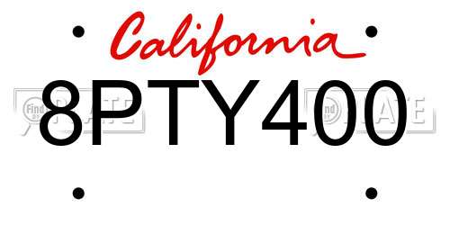 8PTY400 California License Plate