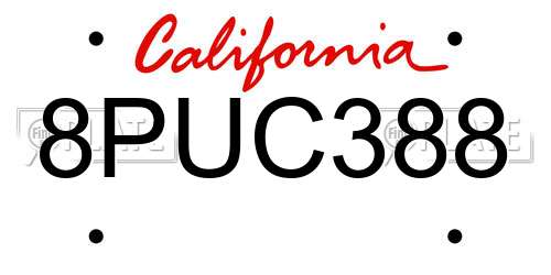 8PUC388 California License Plate