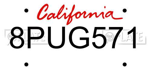 8PUG571 California License Plate