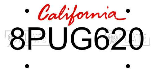 8PUG620 California License Plate