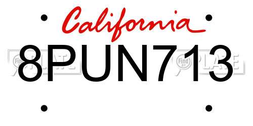 8PUN713 California License Plate