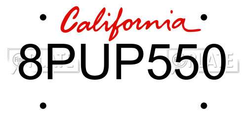 8PUP550 California License Plate