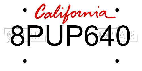 8PUP640 California License Plate