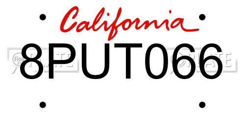 8PUT066 California License Plate