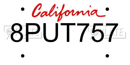 8PUT757 California License Plate