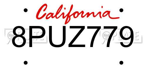 8PUZ779 California License Plate
