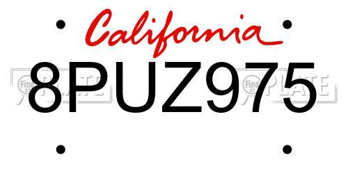 8PUZ975 California License Plate